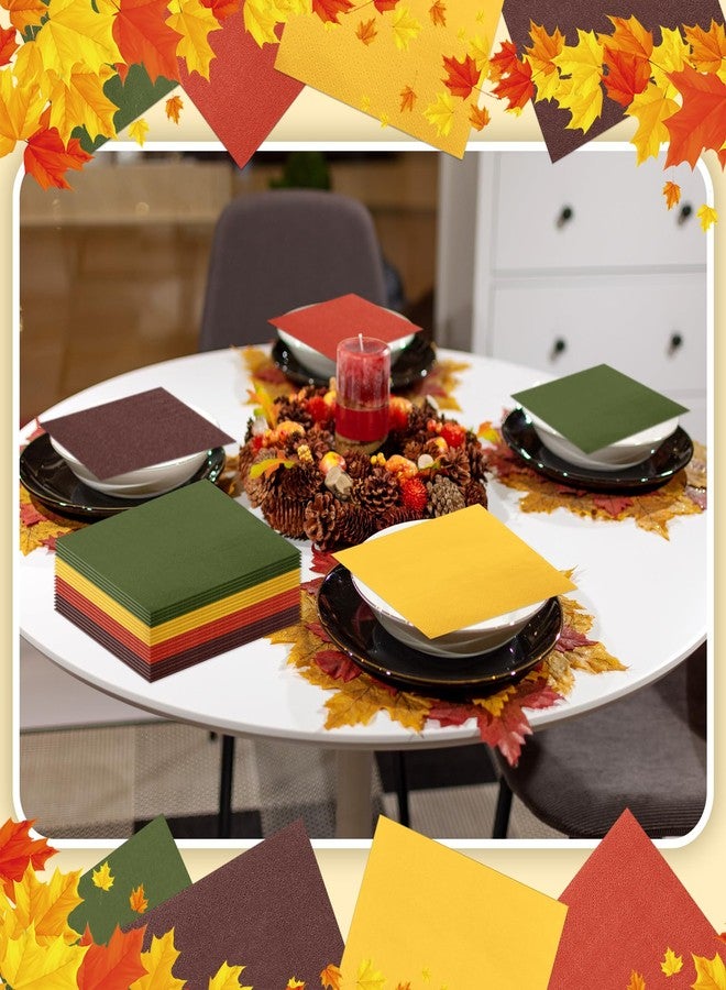 Weekgrat 120 Pcs Fall Paper Napkins Thanksgiving Autumn 6.5 x 6.5 Inch Dinner Napkins Orange Yellow Napkins Disposable for Fall Harvest Party Supplies Xmas Dinner Napkins Decorations - Image 5